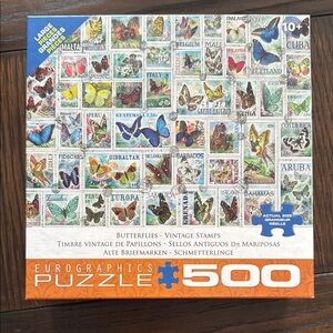 Eurographics Butterflies Vintage Stamps Puzzle - 500 Pieces